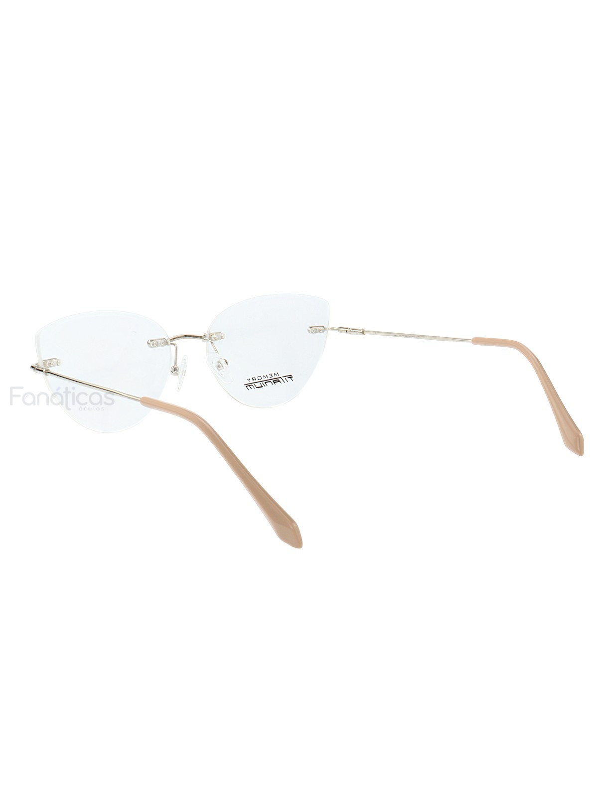 Armação de Óculos Gatinho Balgriff Memory Titanium MT6845 Prata e Rosa