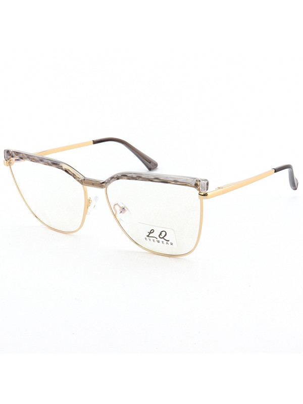 Armação de Óculos Gatinho LQ95288 Dourado e Cinza