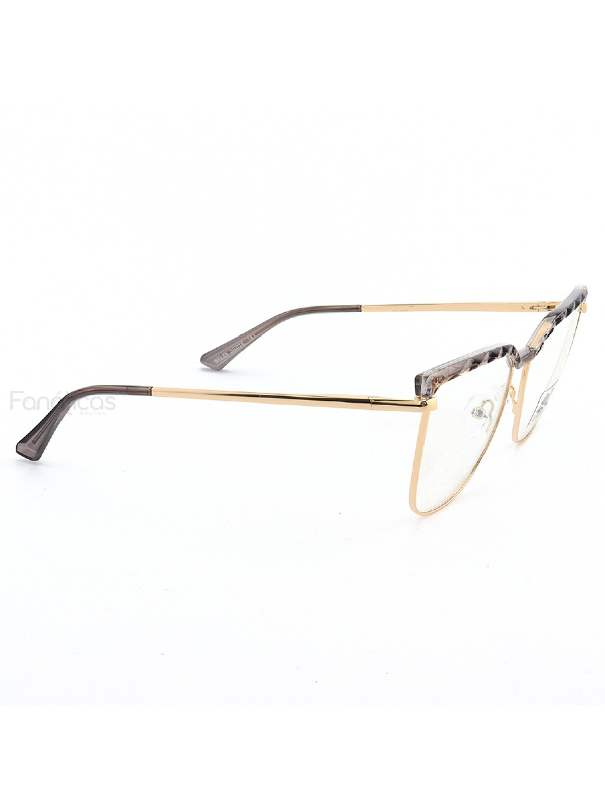 Armação de Óculos Gatinho LQ95288 Dourado e Cinza