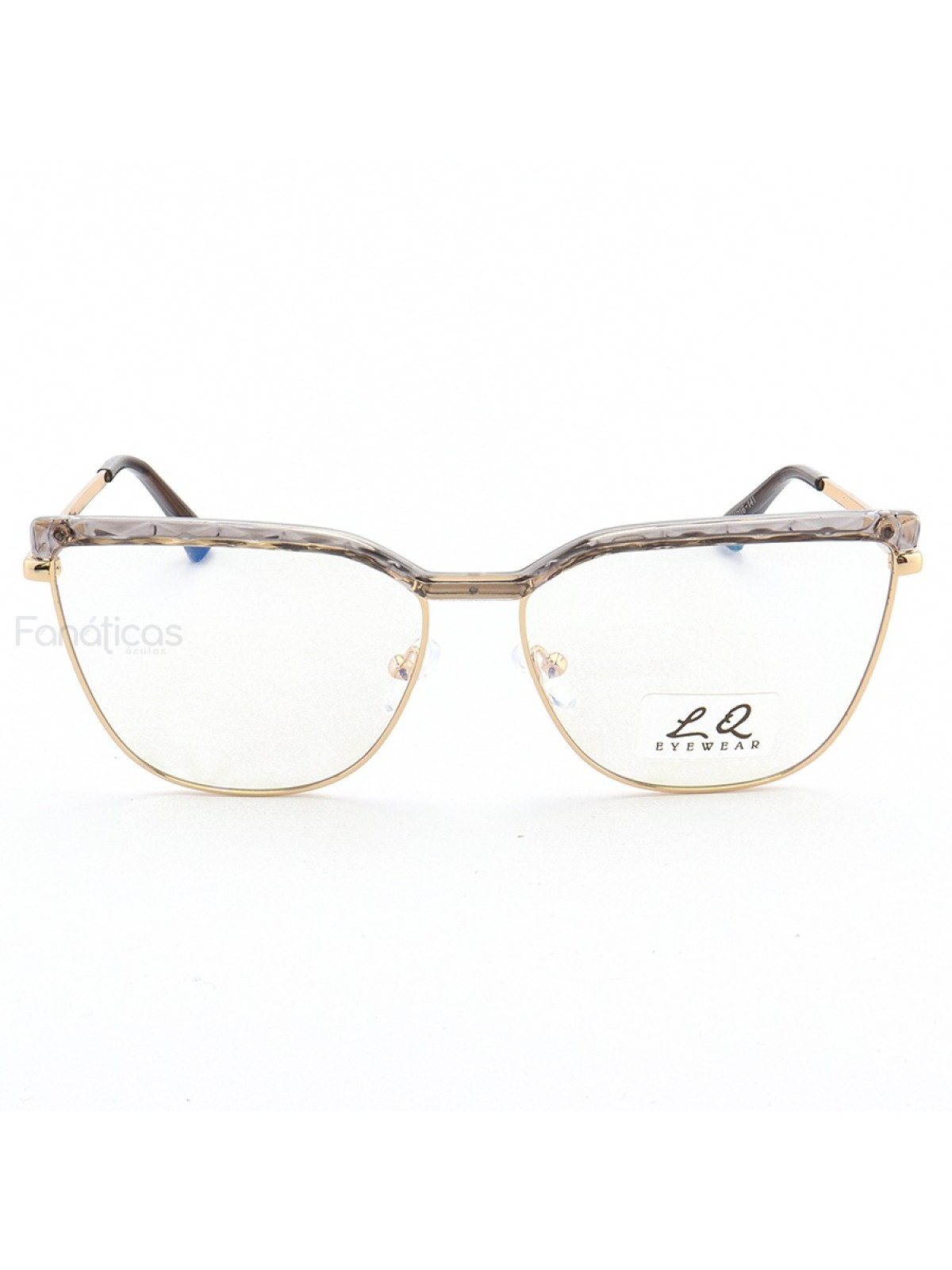 Armação de Óculos Gatinho LQ95288 Dourado e Cinza
