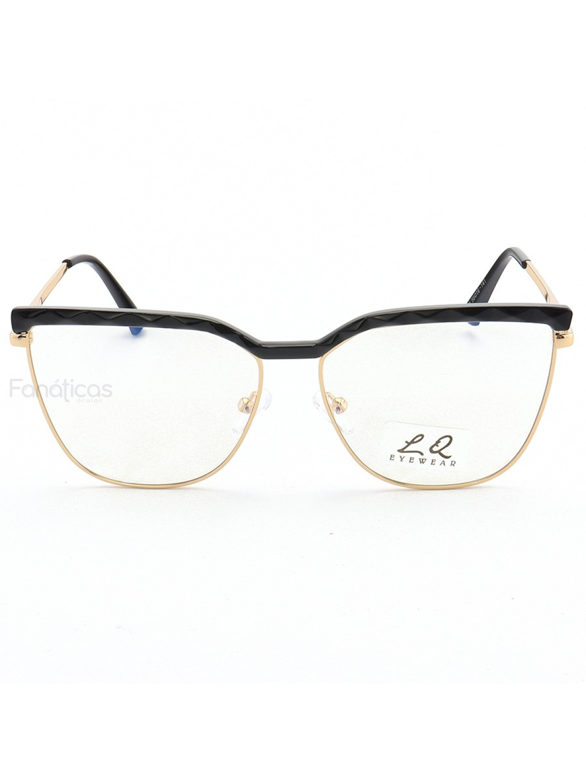 Armação de Óculos Gatinho LQ95288 Dourado e Preto