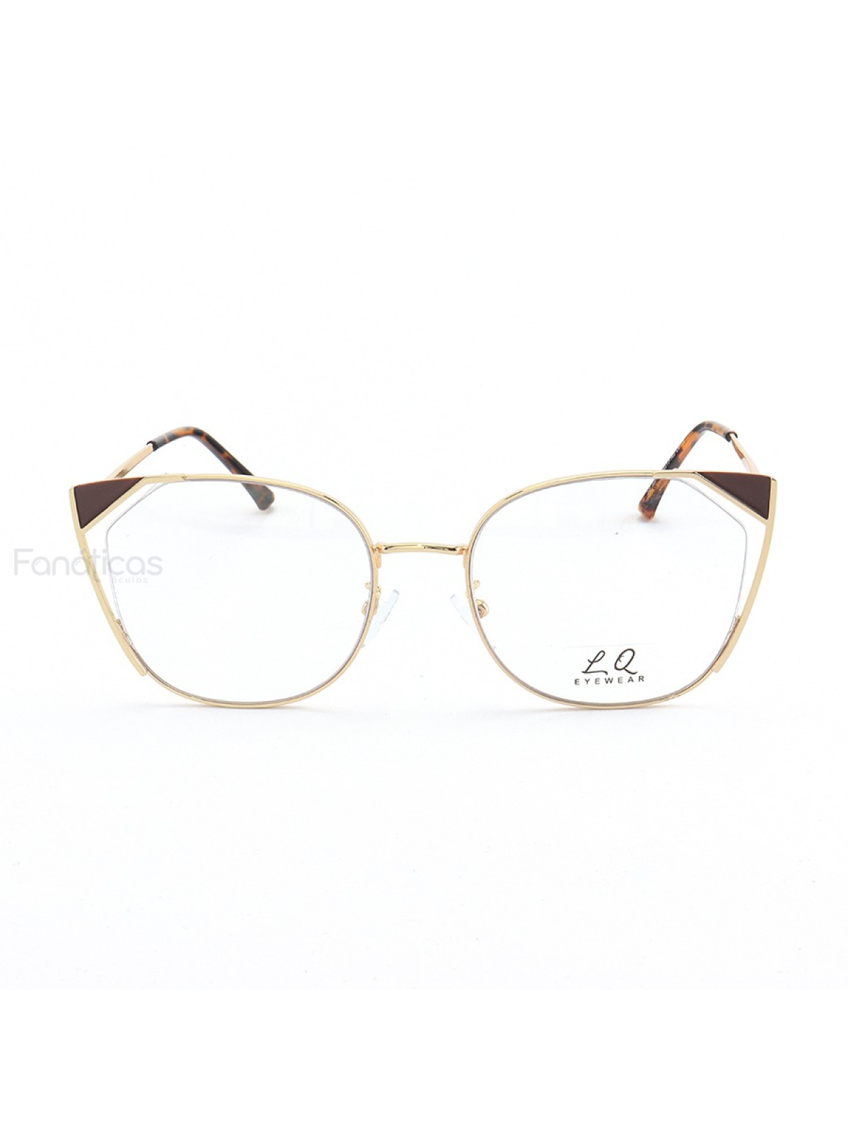 Armação de Óculos Gatinho LQ95777 Dourado e Marrom