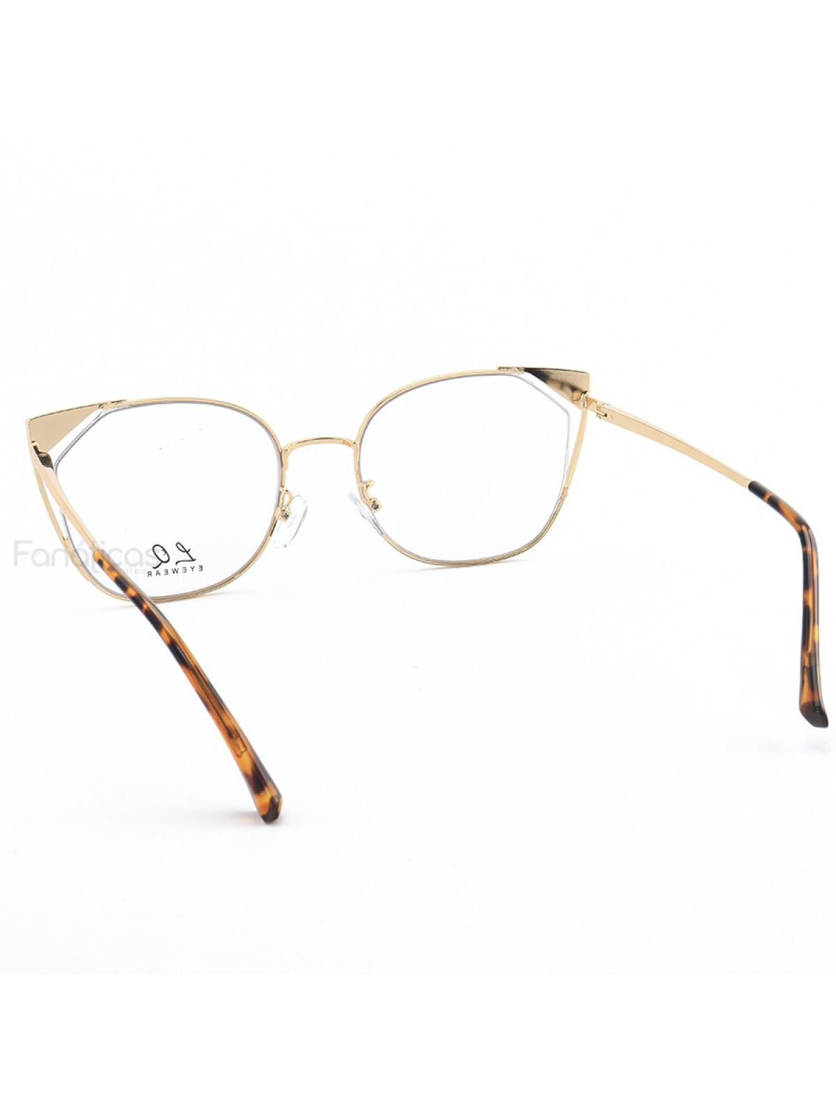 Armação de Óculos Gatinho LQ95777 Dourado e Marrom