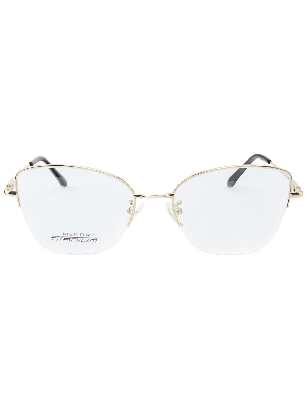 Armação de Óculos Gatinho Memory Titanium MT6932 Dourado Claro